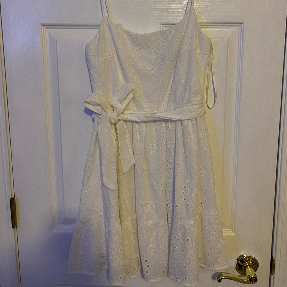 White Floral Embroidered Lace Dress